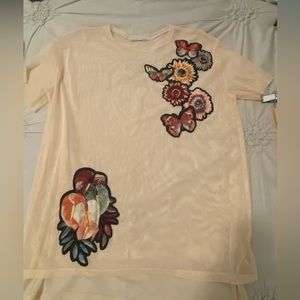 Zara shear floral accented top (M)